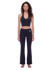 Severina & Lucilla Halter Bra and Flared Yoga Activewear Matching Set - In Black